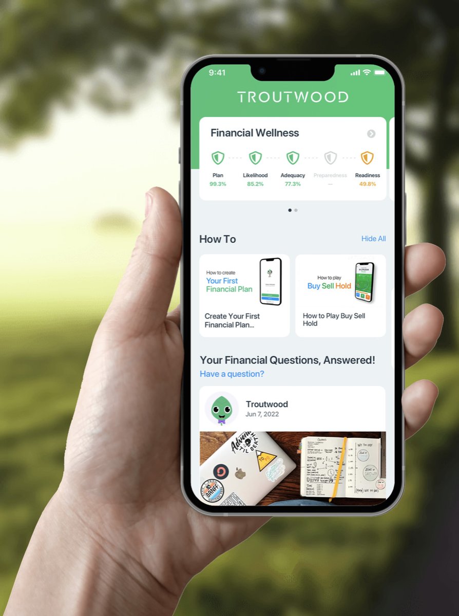 Each day of April, we share a #financialliteracy resource to help students increase their financial knowledge. Today's resource is Troutwood, a financial planning app that models decisions based on a student's dreams & aspirations.  Access resource: app.troutwood.com