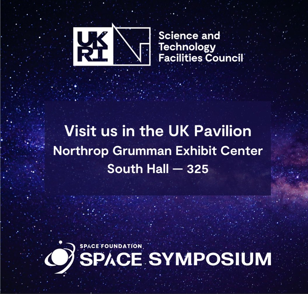 We're attending the 39th Space Symposium in Colorado next week!🚀 Find us at the UK Pavilion (#325) where we’ll be showcasing our world class research facilities alongside @STFC_Matters, @ukatc and the UK's thriving Space Clusters 🛰️