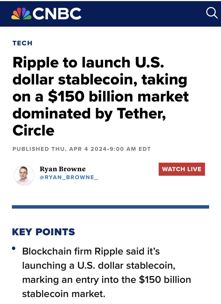 Crypto firm Ripple to launch U.S. dollar stablecoin 💪🎉 cnbc.com/2024/04/04/cry…