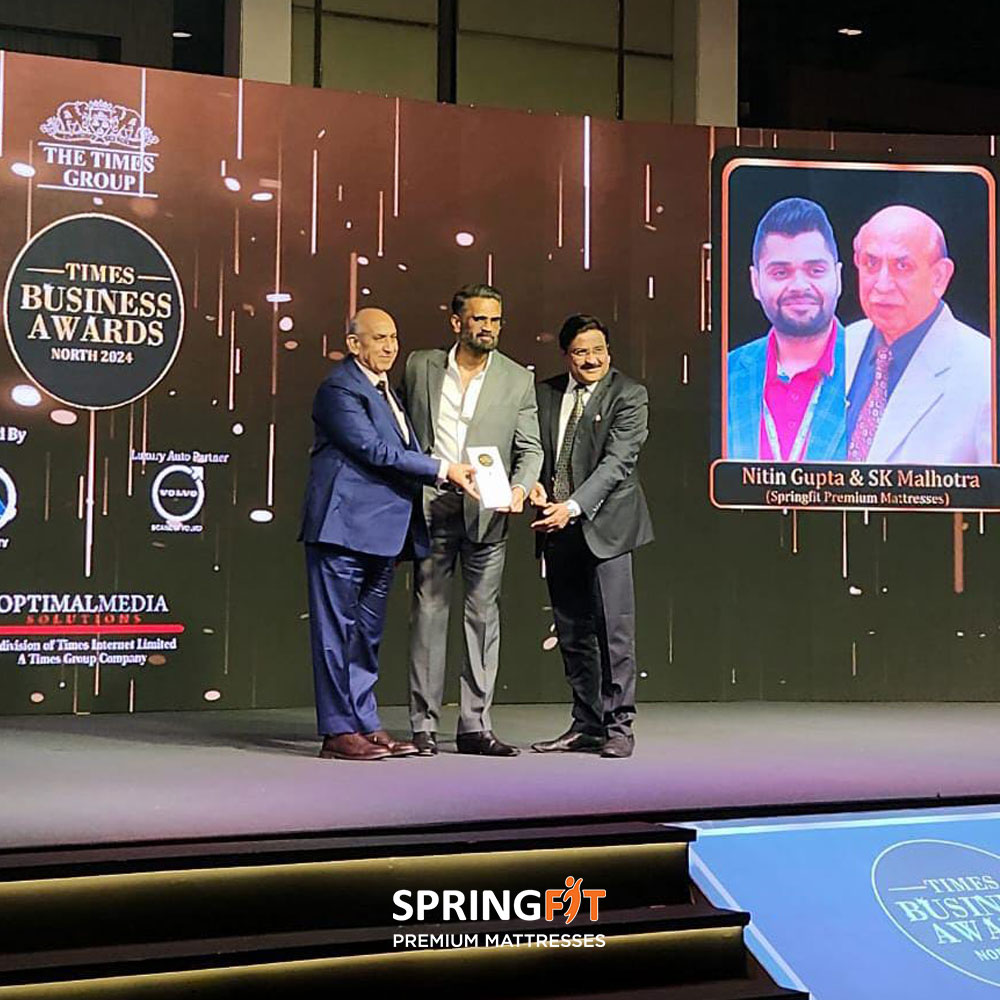 Thrilled to announce that we, #SpringfitMattresses, have been awarded the prestigious “Times Business Award North 2024” for our dedication to excellence as the Leading #PremiumMattress Brand!

#TimesBusinessAward2024 #Awards #Springfit #Mattress #SleepLuxuriously #BusinessAward