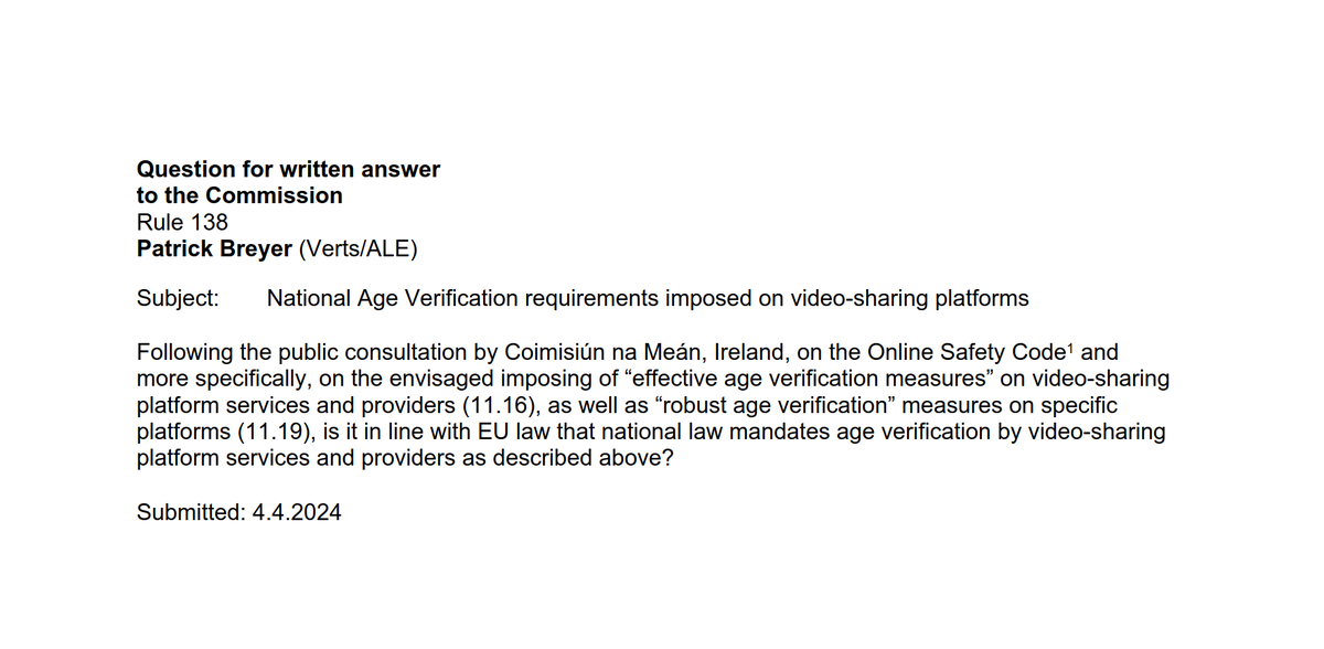 echo_pbreyer's tweet photo. 🇬🇧Age checks destroy our right to use the Internet anonymously, which protects us from identity theft, online crime, etc.

That's why I'm asking the EU Commission: Can Ireland go it alone and impose age verification on video sharing platforms in its Online Safety Code? https://t.co/eJ7tbJGBai