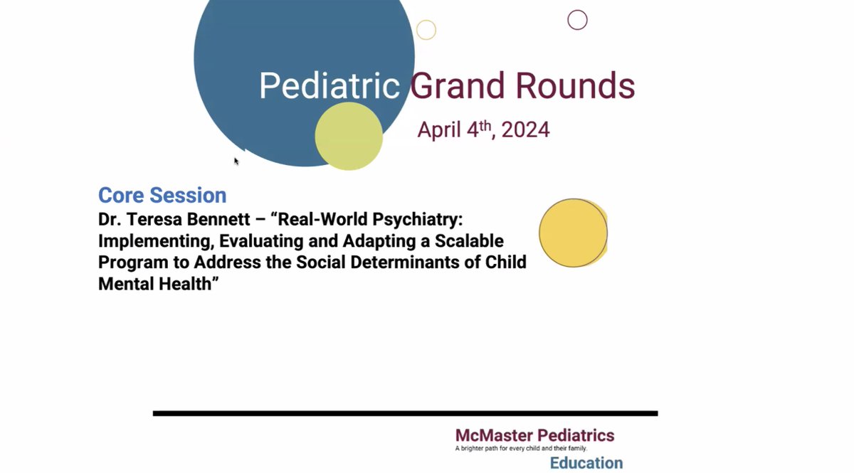 Child & adolescent psychiatrist Dr. Terry Bennett's (@terry_a_bennett) #GrandRounds session focused on the issues of Real-World Psychiatry while providing helpful frameworks. She also touched on the Family Check-Up Canada Program, a valuable community support network for families