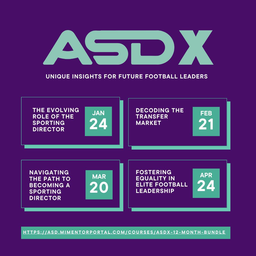 Our ASDX Knowledge Exchange Programme offers unparalleled insights, reflections and lessons from executive practitioners in football. You can sign up today for our 12-month bundle, access missed individual sessions, or purchase April’s session via asd.mimentorportal.com/categories/asd…