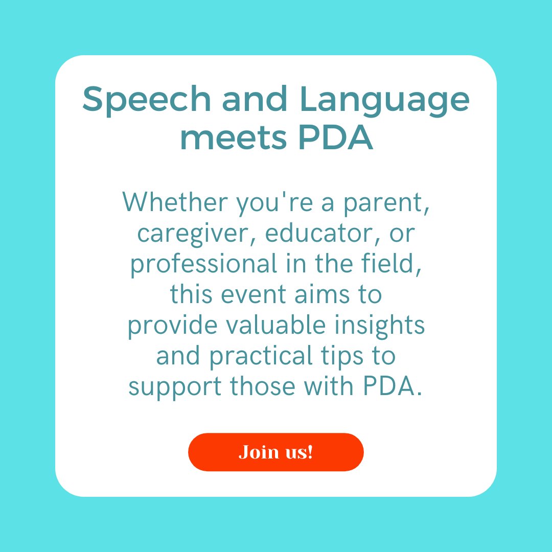 We are hosting an event with Dawn Tomalin from Small Talk Speech Therapy on Speech and Language & #PDA, on how Pathological Demand Avoidance affects communication. A practical session for parents, caregivers, educators, or professionals in the field: eventbrite.co.uk/e/speech-and-l…