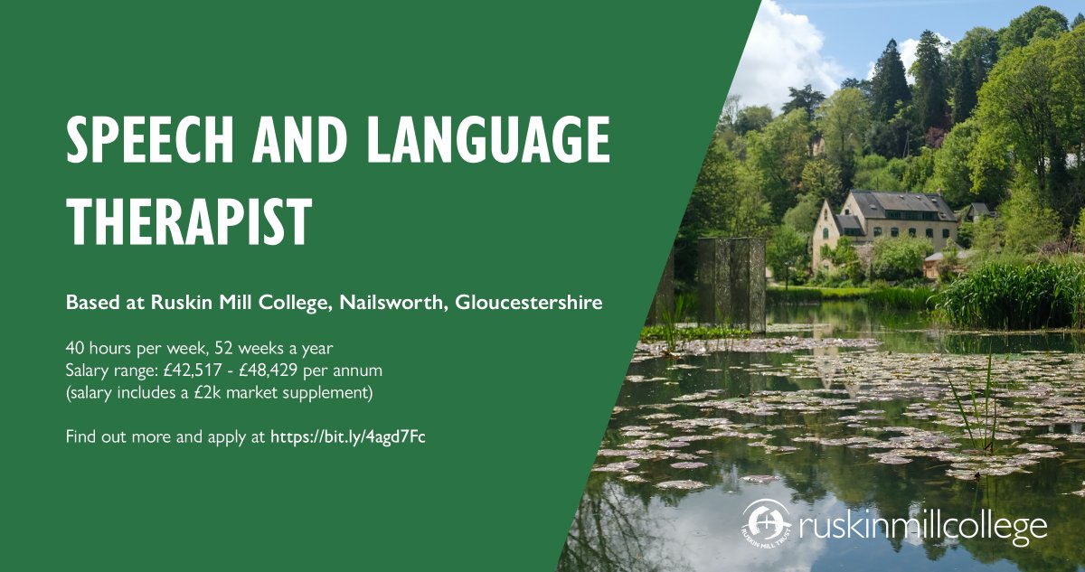 Ruskin Mill College is looking for a Speech and Language Therapist to join its busy team in Nailsworth and work therapeutically with specific groups of students at the college. Find out more and apply at bit.ly/4agd7Fc