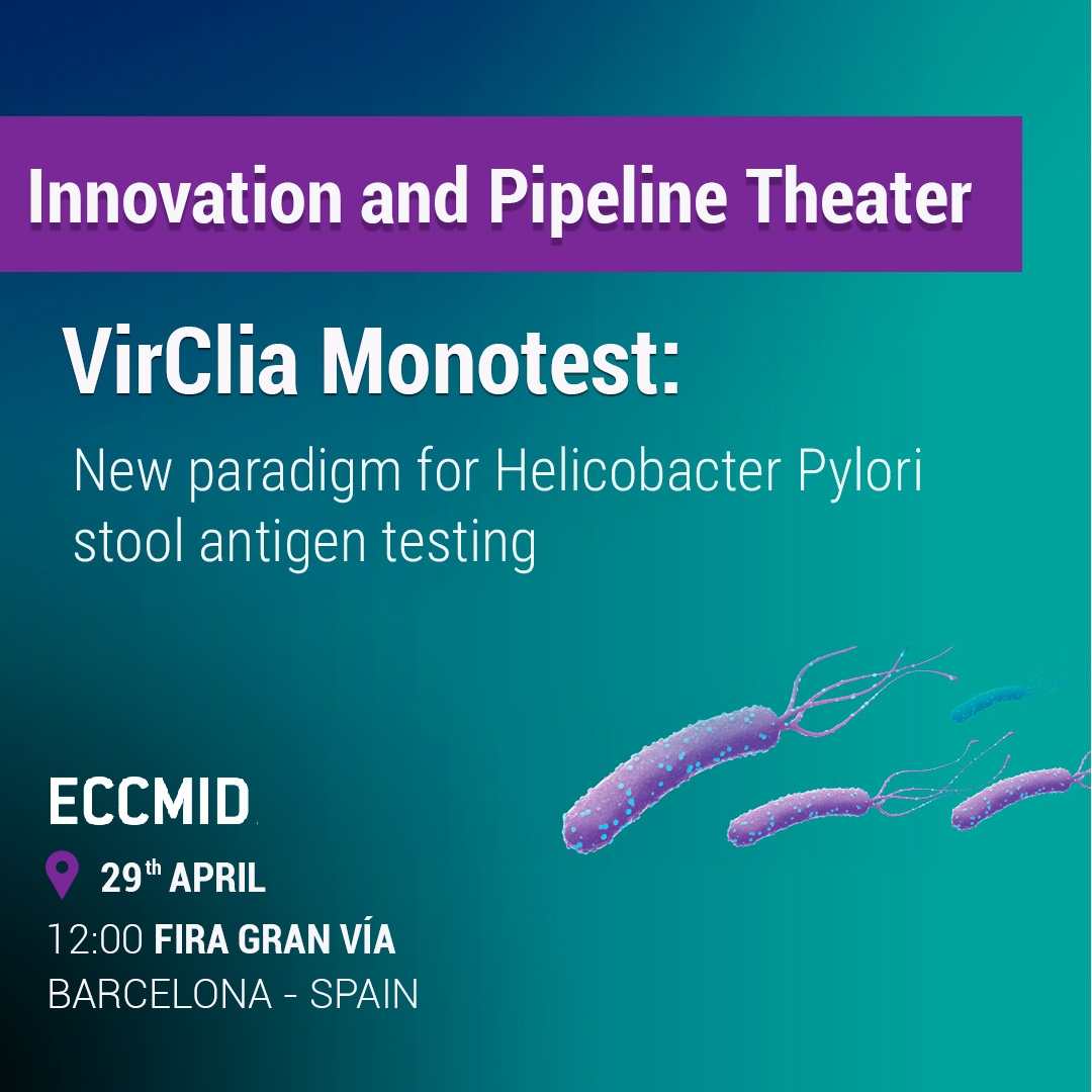 Don’t miss our Innovation and Pipeline Theater at #ECCMID in Barcelona! Join to our talk and discover our fully automated chemiluminescent single-test, with a sample pre-analytics that doesn’t need centrifugation #ECCMID2024 #health #diagnostics #CLIA #VirClia #hpylori