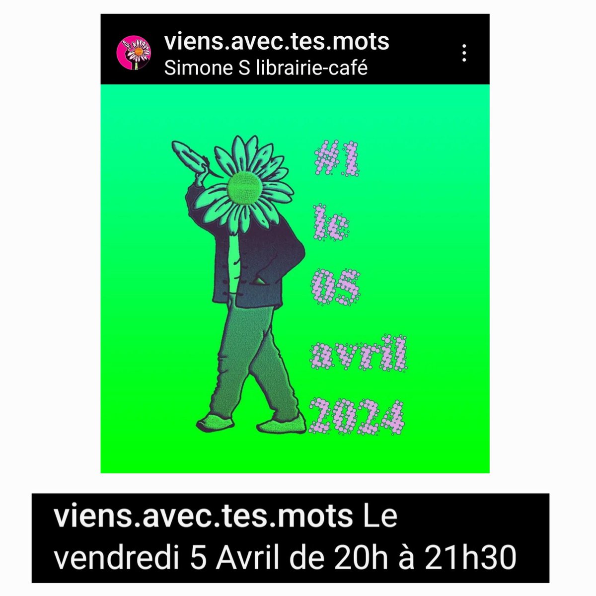 Demain soir je serai à Bourges pour un passage sur scène avec 'Viens avec tes mots' chez Simone(S) Librairie-Café 😀