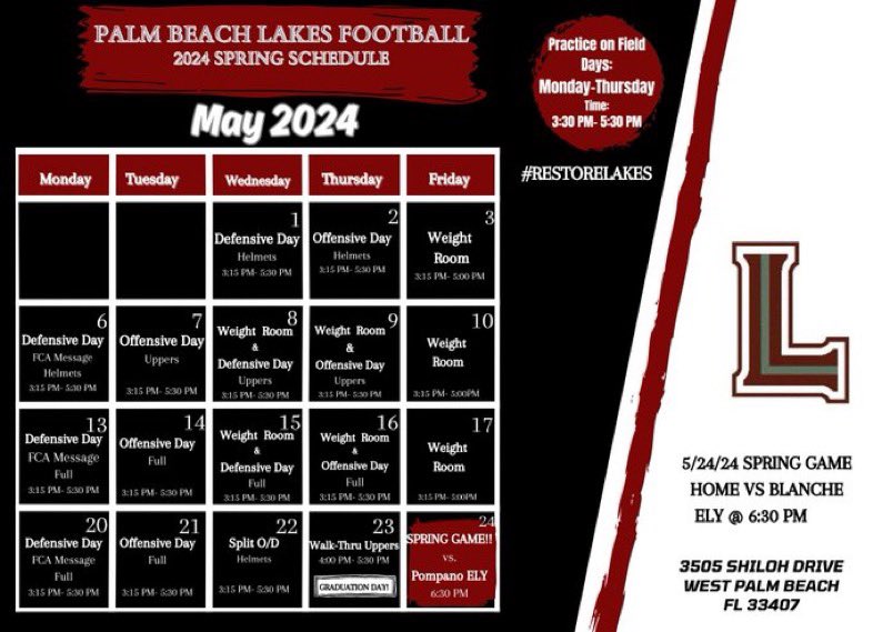 College coaches, be sure to stop by @Lakes_FB when you’re in Palm Beach County this spring!