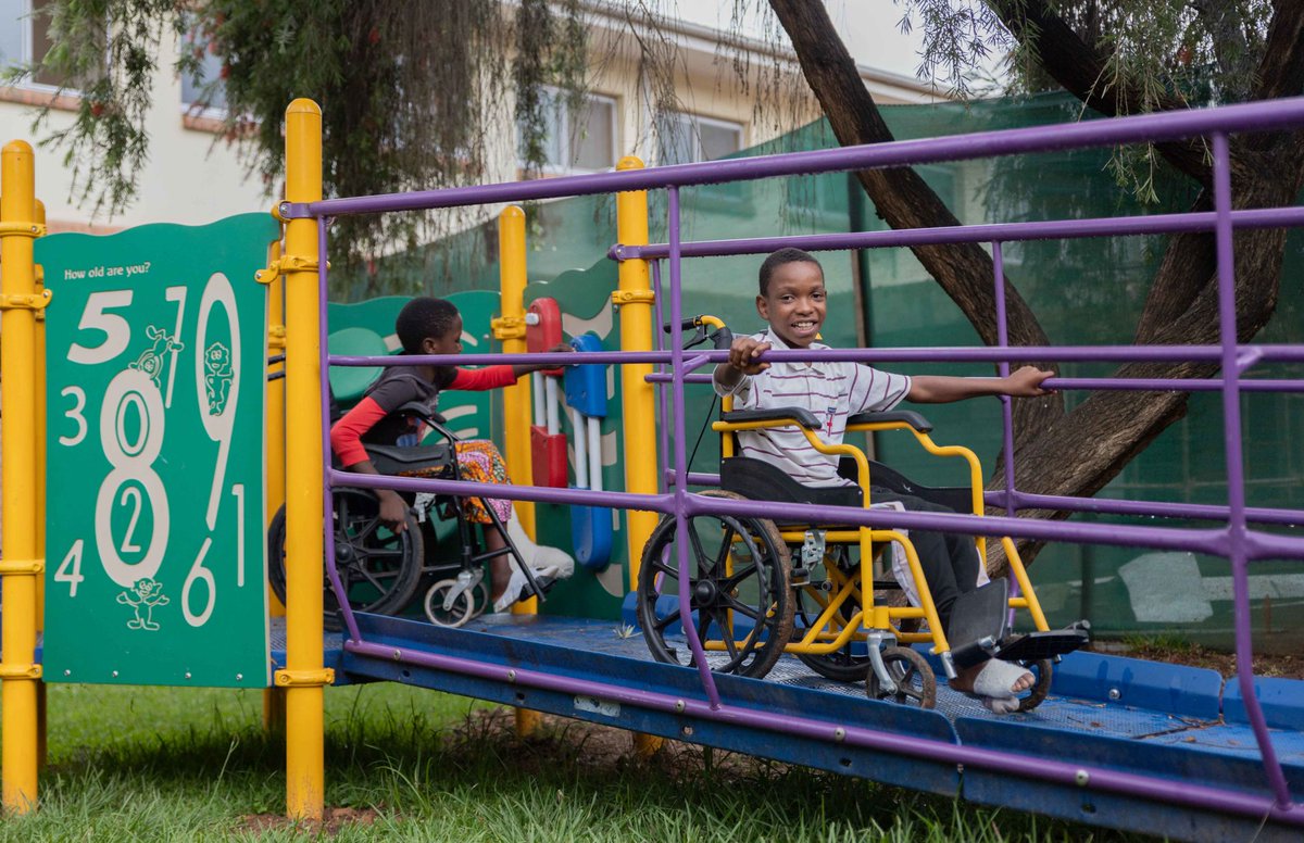 Thanks to our partners at Kids Around the World, CURE Malawi & CURE Zimbabwe now have brand-new, safe, interactive, & accessible playgrounds! Great to see how these improvements are helping kids get exercise, play together, & pass the time as they recover! #playgroundLegend