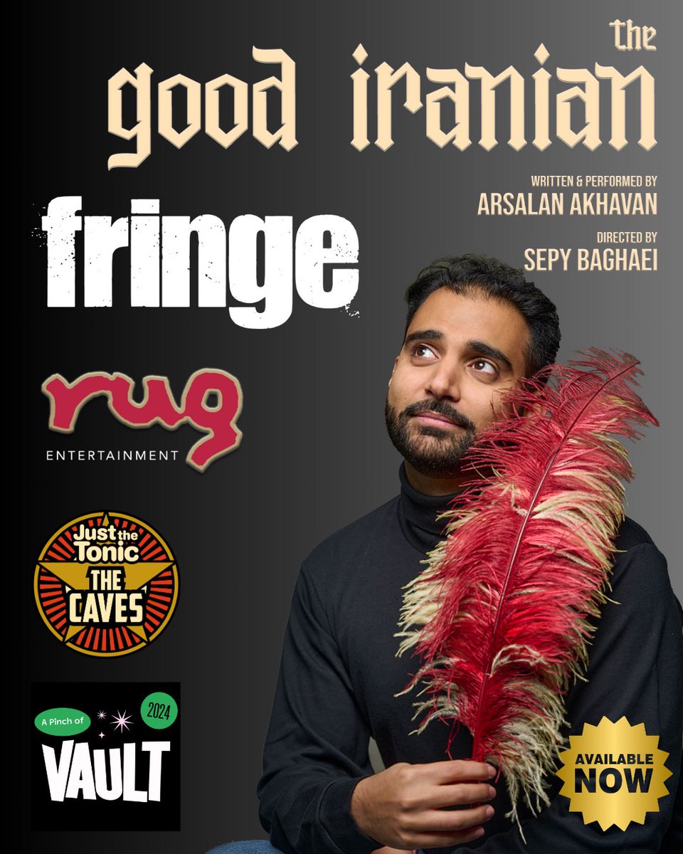 rugentertains's tweet photo. THE GOOD IRANIAN is coming to @edfringe! @ArsavanAkhalan’s funny and uplifting one-man show interweaves myths from the Persian Book of Kings (Shahnameh) with true-life stories about growing up Iranian in the deep American south, asking: what makes someone good? Tix avail *NOW*! https://t.co/acCpfP9uwZ