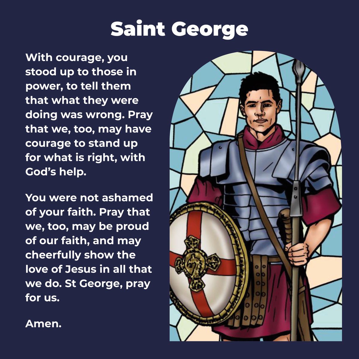 Today, we celebrate the feast of St George, Martyr and patron saint of England. We pray for all those who face hardships because they speak out for what is right and for the courage to do the same. #StGeorge #PrayForUs