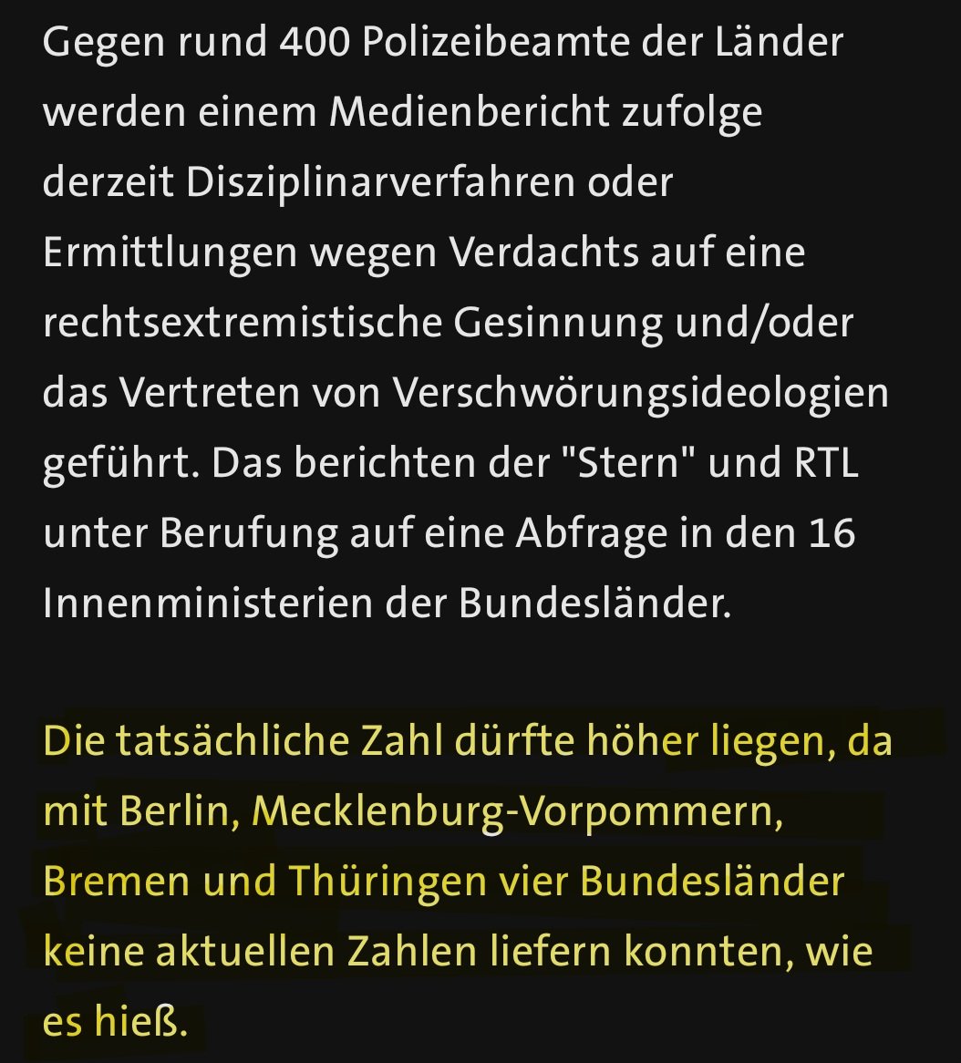 Bundesweit über 400 Verdachtsfälle von rechtsextremen Polizisten, und #Berlin liefert keine Zahlen!? Die liegen vor! Im letzten Jahr waren es weit über 100. Nix #Einzelfälle! tagesschau.de/inland/gesells…