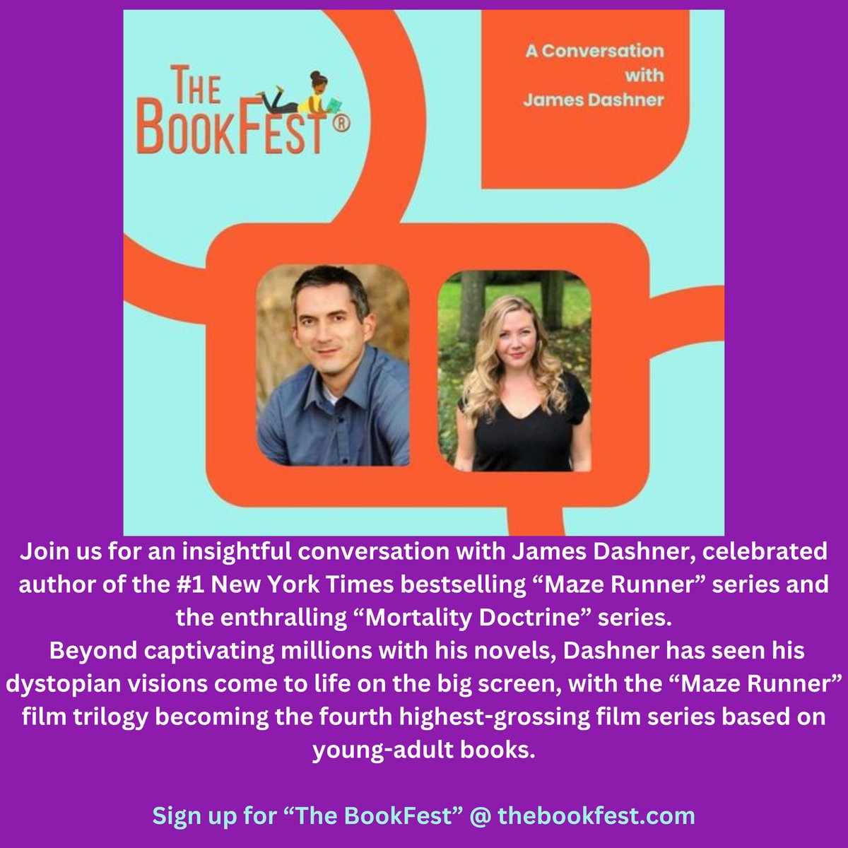 The BookFest is this weekend! Don't worry you haven't missed out, it's online and you can still register and hear from authors like @jamesdashner !! You can register @ thebookfest.com today! #books #bookish #thebookfestspring2024 #bookpodcast #jamesdashner