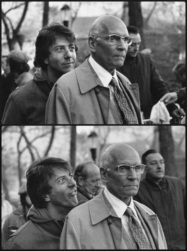 Dustin Hoffman, known for his mischievous antics during filming, is seen in on-set photos alongside Sir Laurence Olivier from their time working together on MARATHON MAN (1976). #cinema #film @26MFHPOD