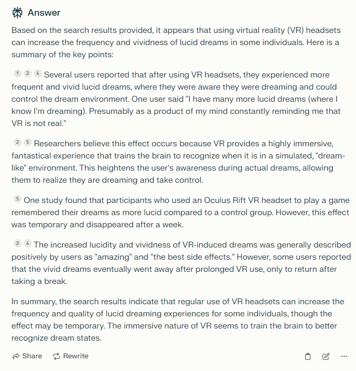 This is too out there to have included in my Vision Pro writeup... but I've also experienced incredibly vivid lucid dreams since I started using it. There is at least some research out there on this: