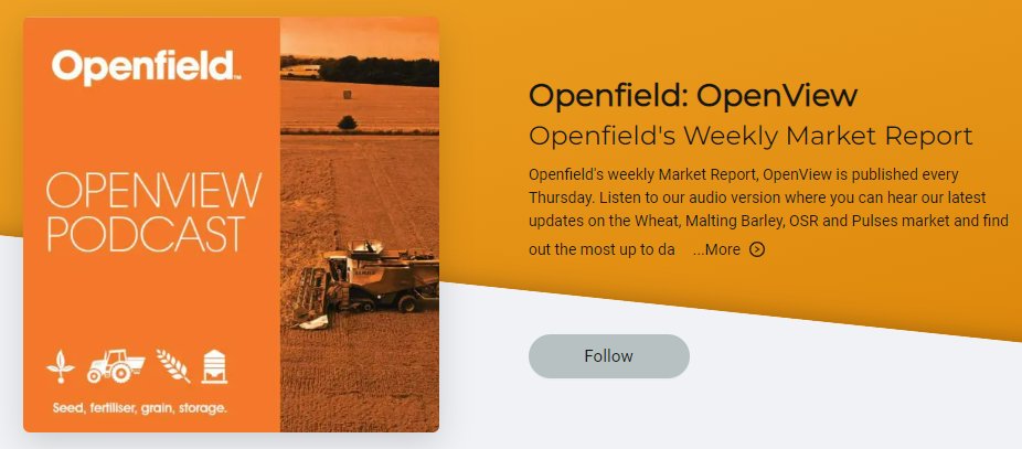 This week's #Openfield OpenView Market Report has now been published! Read/listen the latest on the Russian wheat export delays, barley markets firming and OSR output. Check your inbox for the latest report. If you would like to sign up email: communications@openfield.co.uk