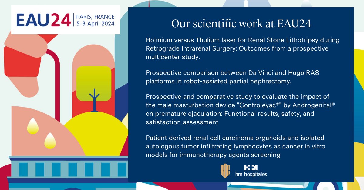 We present 4 research works carried out by our team at @HMHOSPITALES and ROC Clinic in #EAU24. Research is part of our DNA. As doctors, we feel the commitment to pave the way for cutting-edge treatments and tech that provide significant improvements for the good of patients.