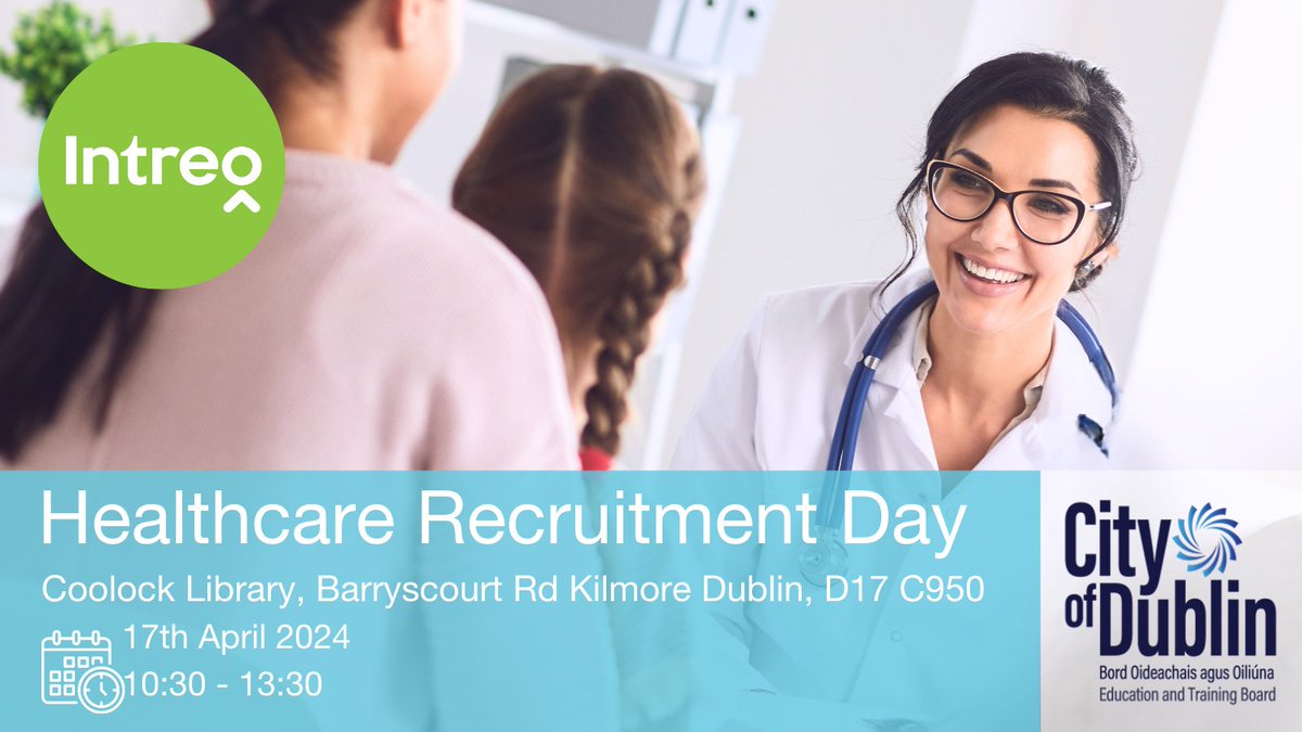 Department of Social Protection is organising a Healthcare #Recruitment Day. Come and meet #healthcare #employers. 📍Coolock Library D17 C950 🗓️17th April 2024 ⌚️10:30 - 13:30 For more information and for registration go to: jobsireland.ie/en-US/blog/hea… #jobseekers #WorkWithIntreo