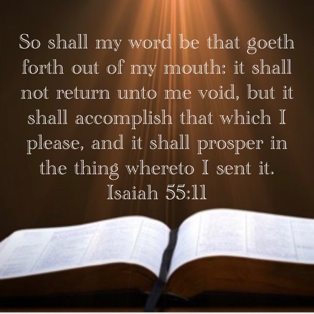 My word will not return void… ✝️1296✝️ @PatriotPunkin1 @RaptureReady25 @GilbertWanda @LisamLouisiana @ChrisLilBooksto @dorseyla3 @cubanita356 @whiningdogs @XgYnx01 @Patriot_Sons @ChildersDolly @AgainstSlothra @Miss_Mel_Leigh @rosejam181920 @_USRepublic @SmackShotJam @RedRat1212…