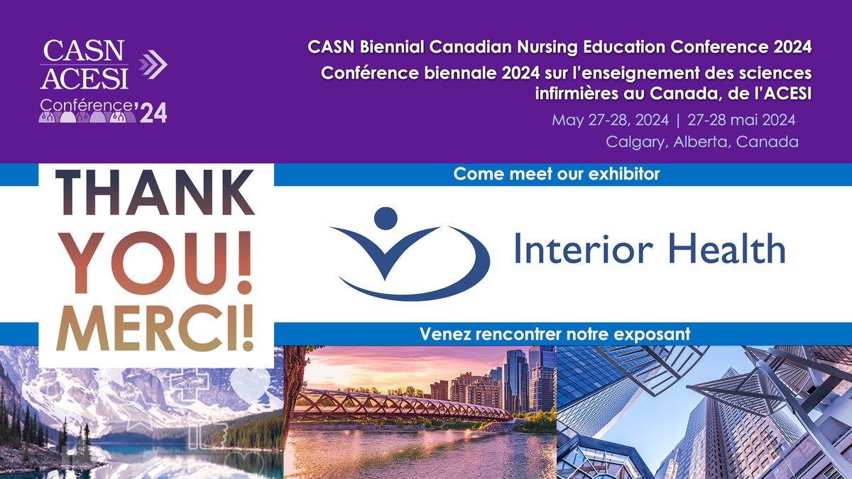 Meet @Interior_Health, a confirmed exhibitor at the CASN Biennial Canadian Nursing Education Conference. | Venez rencontrer un exposant confirmé lors de la Conférence biennale 2024 sur l’enseignement des sciences infirmières au Canada. bit.ly/3ZYq9D1 #CASNConference2024