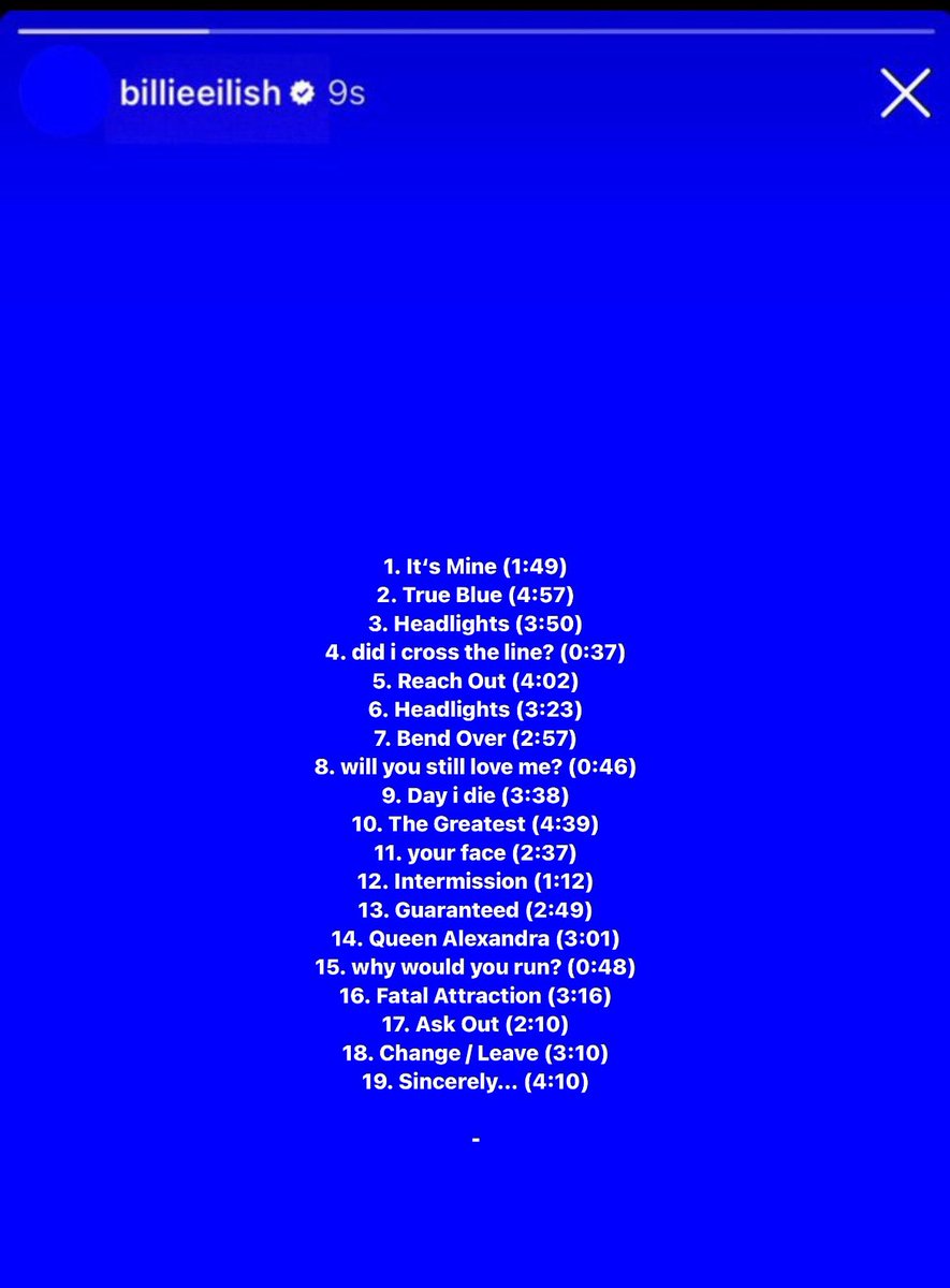 togasbby's tweet photo. RT @szascamplana: 🚨 BILLIE EILISH IN A NOW DELETED STORY!! ?? TF #BE3 is coming… which track are you claiming??? https://t.co/7NKJSF0ffd