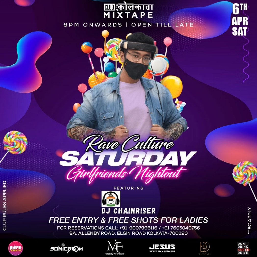 Biggest Party Night at Bhawanipur, Kolkata Mixtape On 6th April (Saturday) 😉😉

#bollywood  #bhawanipore  #party #latenight #nightclub #club #kolkataMixtape  #LadiesNight #RaveCulture #djchainriser #kolkatanightclub #kolkataclubs #kolkatanightlife #bhawanipur #WhatsApp #เก๋ไก๋