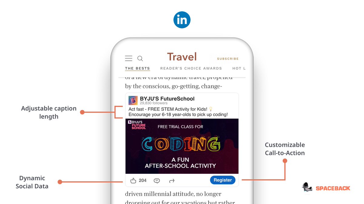#B2Bmarketers already know that LinkedIn is a treasure trove of content. But let’s talk about how you can continue to leverage that content. With Spaceback, you can bring your already-existing social posts from LinkedIn to the programmatic ecosystem as #SocialDisplay creatives.
