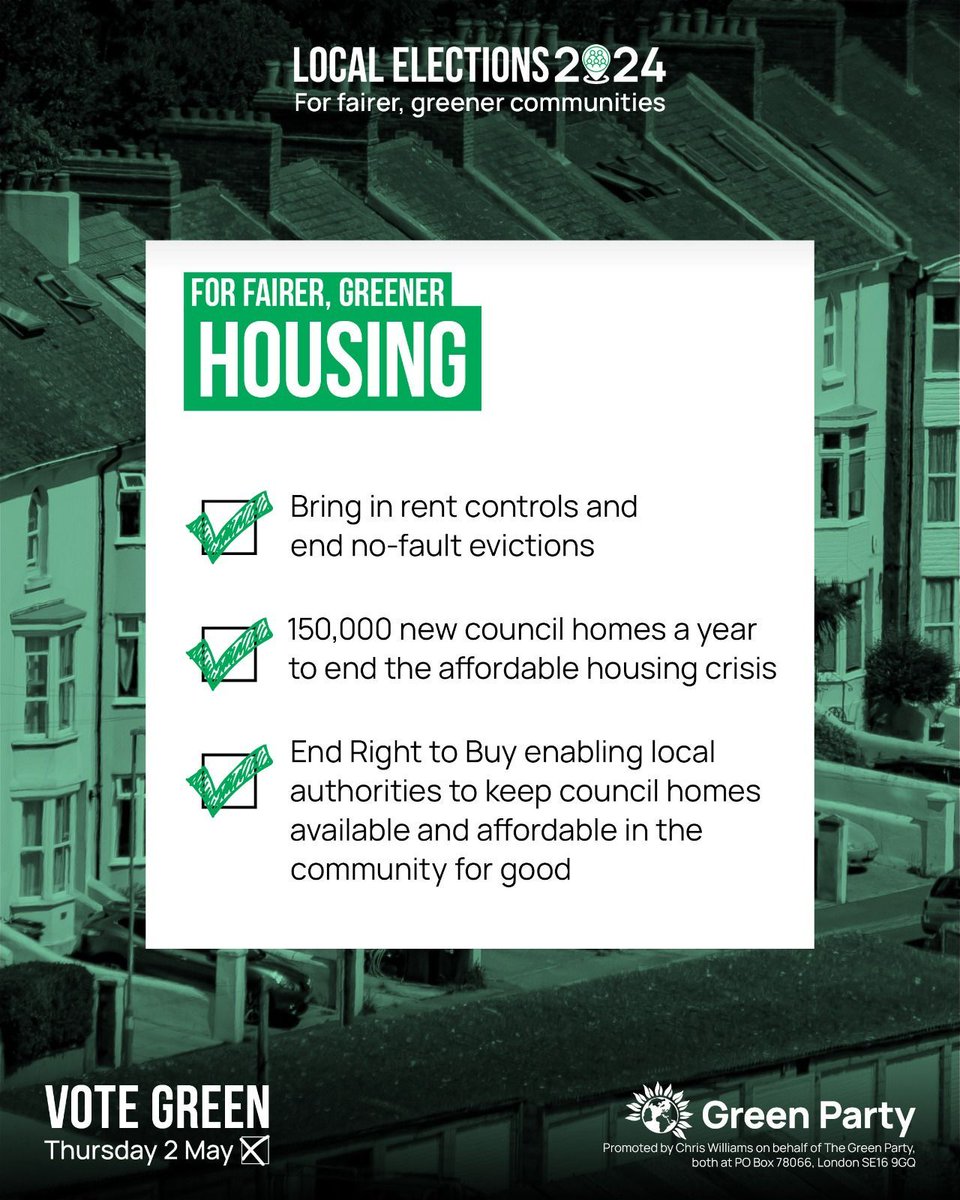 🏘️ The Green Party's plan would create hundreds of thousands of high-quality affordable homes as well as protecting renters and keeping homes in the community for good.