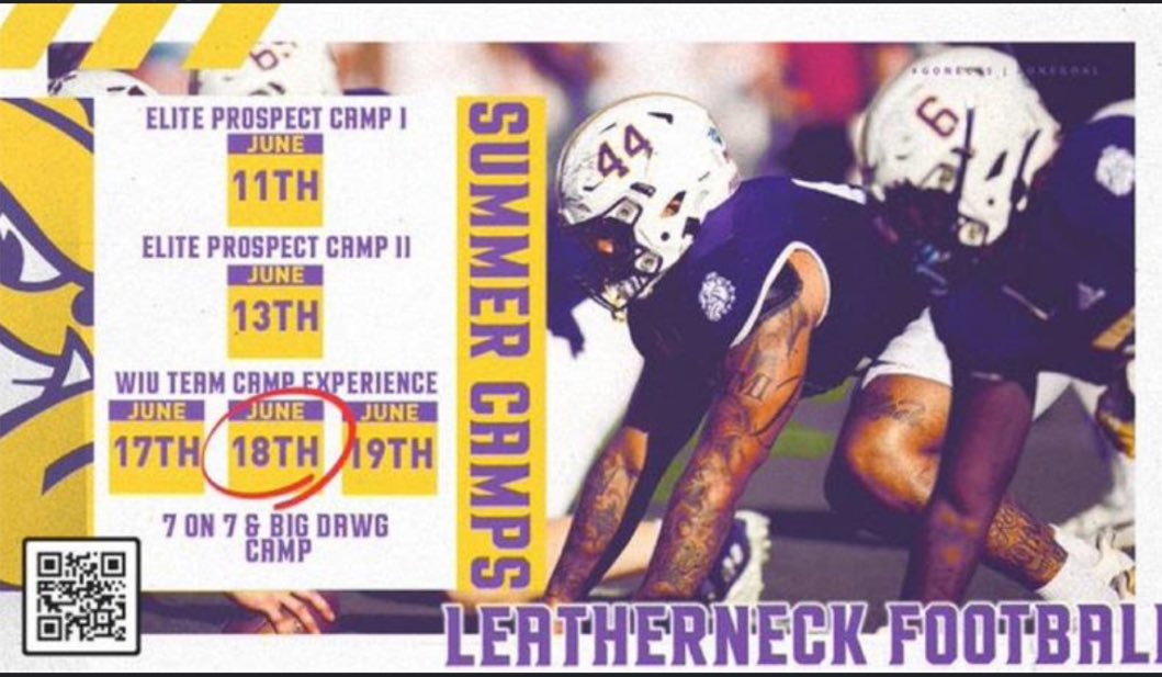 Thank You @CoachWalkerIV @CoachJoeDavis @WIUfootball for the camp invite!! @jburdue9 @jiveturkey555 @CoachKarch @QBHitList @PrepRedzoneOH @JaredLuginbill @QBUniverseQBU