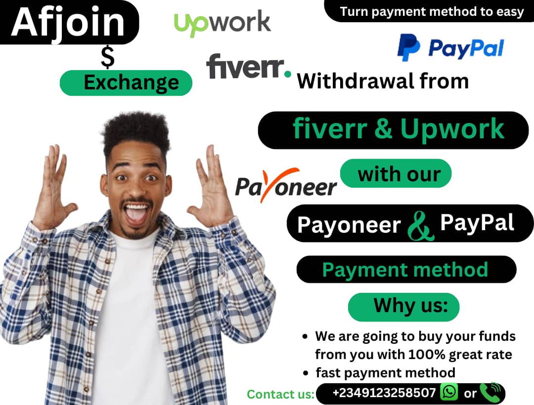 OUweyda's tweet photo. @omoalhajaabiola @Upwork @fiverr @japarole Attention Freelancers! 
We're thrilled to introduce Afjoin Exchange, your new destination for seamless currency exchange! 💱💼

Exchange: ✅ Fiverr earnings to local currency ✅ PayPal funds to Naira ✅ Crypto to cash

💬 Message "Afjoin" on WhatsApp at [https://t.co/2CdhuDyf2t] https://t.co/jz1edFTG0S
