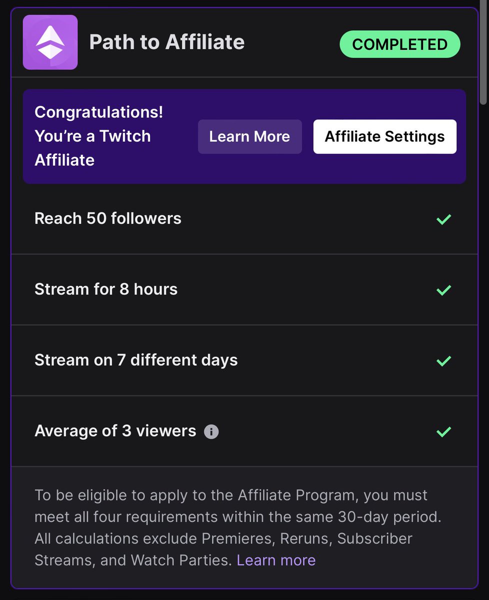 It’s a good day! I’m officially a Twitch Affiliate!