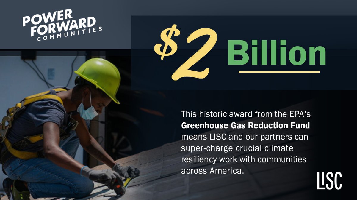 LISC + our coalition partners @EnterpriseNow, @RewiringAmerica, @Habitat_org, + @UnitedWay are thrilled to be awarded $2B from the @EPA. This grant will turbo charge our investments in green affordable housing + advance our nation’s urgent climate goals. lisc.org/our-stories/st…