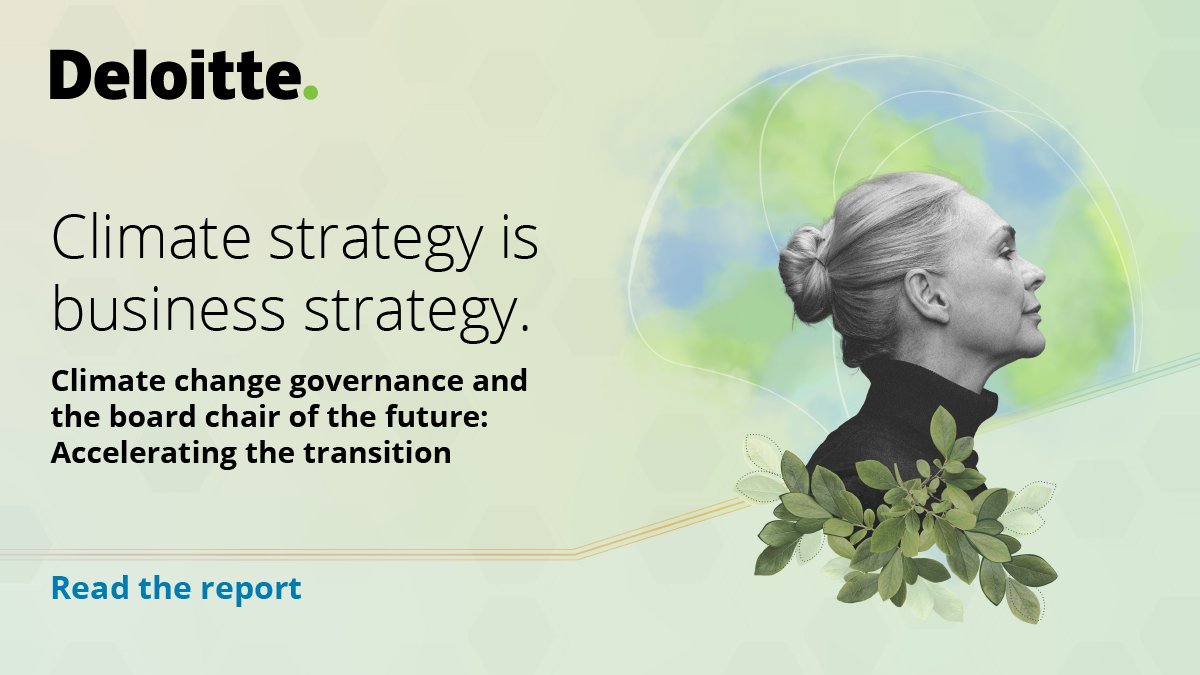 Deloitte's tweet image. Many organizations are only beginning to take concrete actions that embrace the transition to a low-carbon future. For insights on how board chairs can build momentum on #climateprogress, read the new chair of the future report: 🔗 deloi.tt/4al5tJP