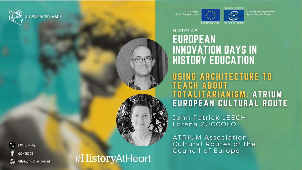 Up next: 'Using architecture to teach about totalitarianism' with ATRIUM Association #CulturalRoutes

➡️Focus on school projects exploring architecture as an instrument of fascism

➡️Discussion on the use of built heritage to teach difficult histories

#HistoryAtHeart