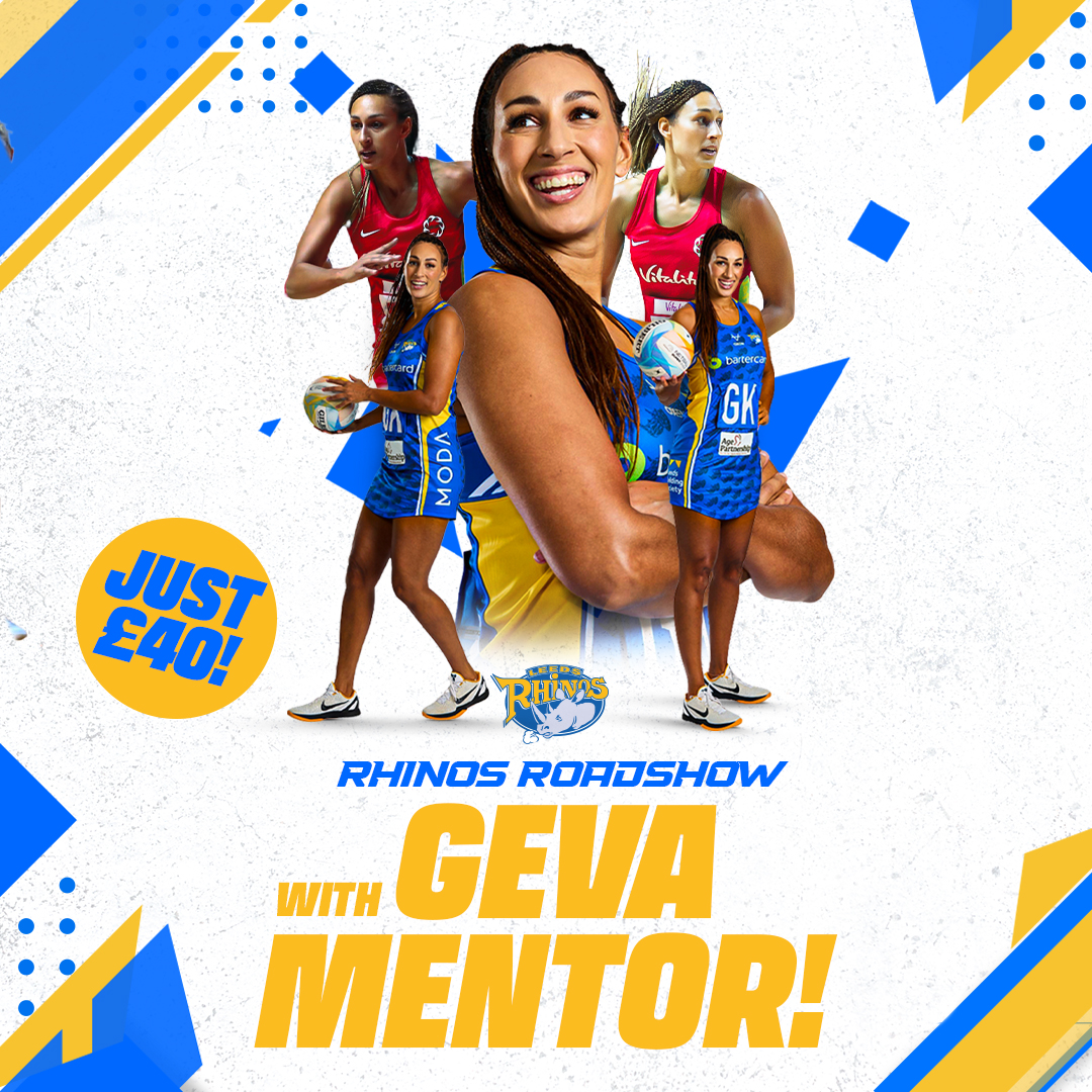 📢 We have some exciting news!

Rhinos captain and <a href="/EnglandNetball/">England Netball</a> legend <a href="/GevaMentor/">Geva Mentor CBE</a> will be leading 4⃣ new Rhinos Roadshows this Spring!

Join Geva for these fun &amp; interactive sessions followed by a Q&amp;A &amp; an opportunity for photos &amp; autographs.

Book 👉 tickets.rhinosnetball.co.uk
