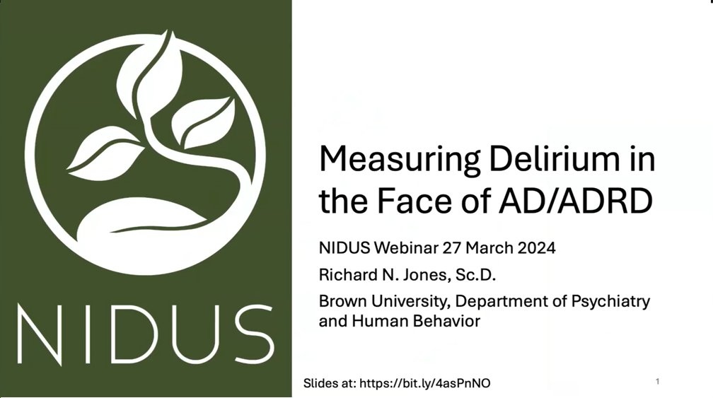 If you missed last week's @NIDUS_Delirium mentoring session 'Measuring #Delirium in the Face of ADRD' with Dr. Rich Jones @rnjma, you can watch it here: deliriumnetwork.org/measuring-deli…