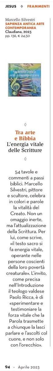 1 anno recensione di #SapienzaAntica #ArteContemporanea #Claudiana su @jesussanpaolo  
#arte #sacro #parola #bibbia #fede #artebibbia #artefede #religione #chiesecristiane #ecumenismo #meditazione #spiritualita #artesacra #cristiani #artista #paoloricca #chiesa #marcellosilvestri