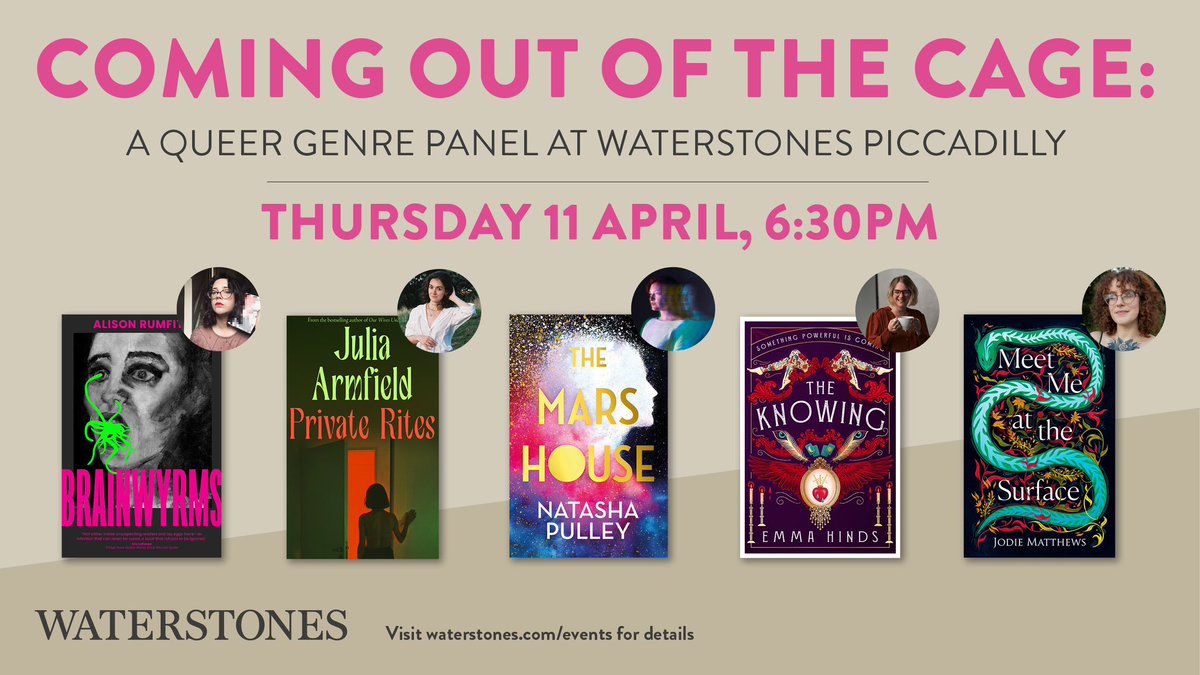 Only a handful of tickets left for our MEGA queer genre panel next week, featuring @natasha_pulley, @JuliaArmfield, @hangsawoman, @EmmaLouisePH and @JodieRMatthews discussing their latest novels! Hosted by the fabulous @kwebberwrites 😍 Tickets here ➡️ bit.ly/3Thusrf