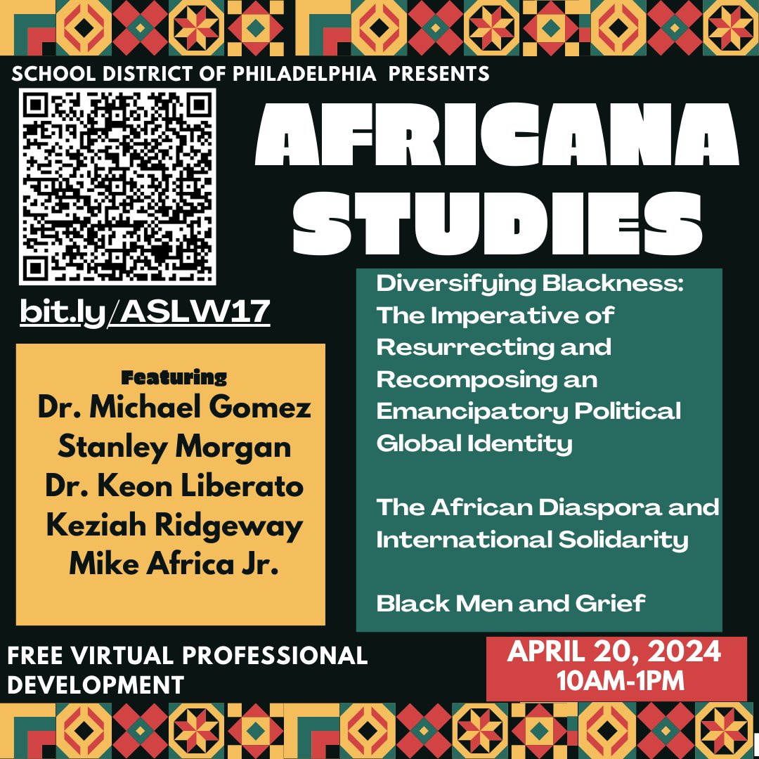 🌍 Join us for the next Africana Studies Lecture and Workshop Series event on April 20th from 10am-1pm EST! This virtual event is open to anyone interested from around the world. Register now at bit.ly/ASLW17 to secure your spot. Share widely