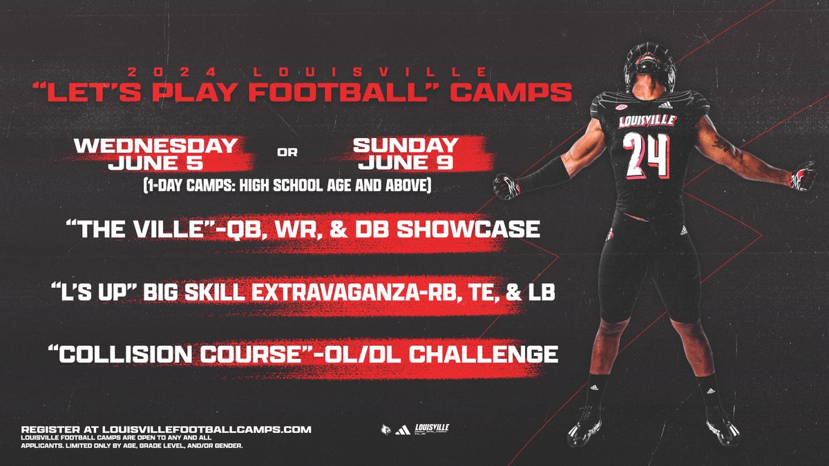Almost camp season in The Ville 😤 Register today: louisvillefootballcamps.com #GoCards