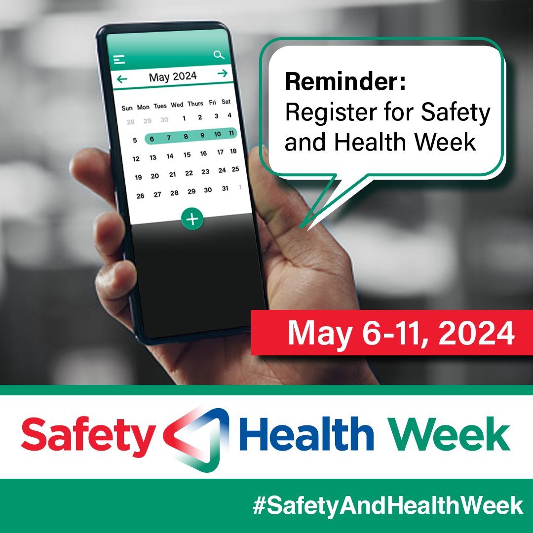 Reminder: #SafetyAndHealthWeek is just 1 month away. Ideas, tools and resources to help plan your events: safetyandhealthweek.ca/english/