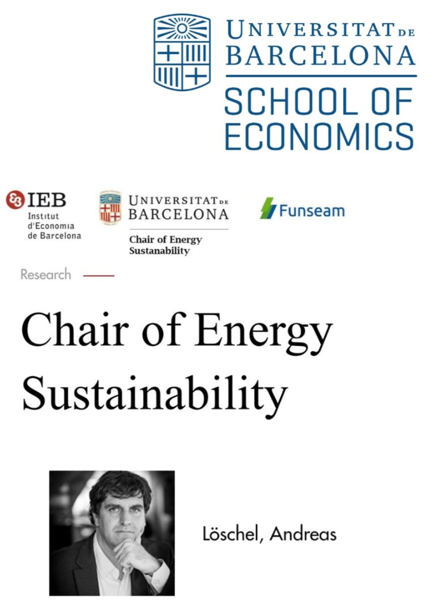 Happy to spend the summer semester 2024 at the Faculty of Economics and Business @ubeconomics of the @UniBarcelona. I am very much looking forward to cooperating with great colleagues esp at the Chair of Energy Sustainability. @FundacioIEB @Energy_UB_IEB ieb.ub.edu/en/home/catedr…