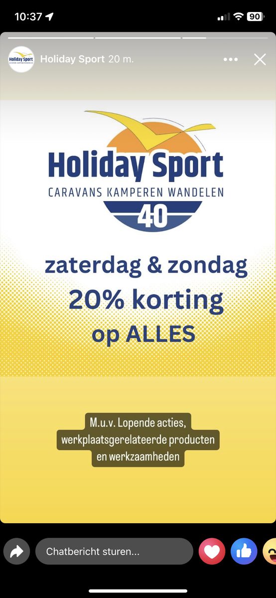 🎉 Holiday Sport viert 40 jaar! Om dit te vieren, bieden we jou het hele weekend 20% korting op alles in de winkel (m.u.v. lopende acties en werkplaats gerelateerde items). Kom dit weekend naar Lochem en vier met ons mee! 🎈 #HolidaySport #40jaar #lochem