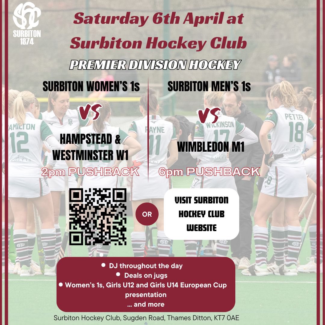 SUPER SATURDAY! Join us this Saturday 6th for a fun 🤩 day! Live music and 🍻 deals! Our W1 vs @hwhcofficial 2pm PB LOCAL DERBY our M1s vs @wimbledonhc 6pm PB See you Saturday 😎