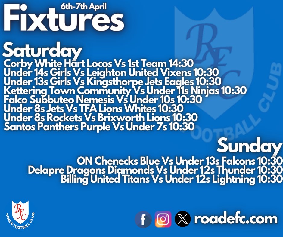 Our weekend fixtures 💙⚽️