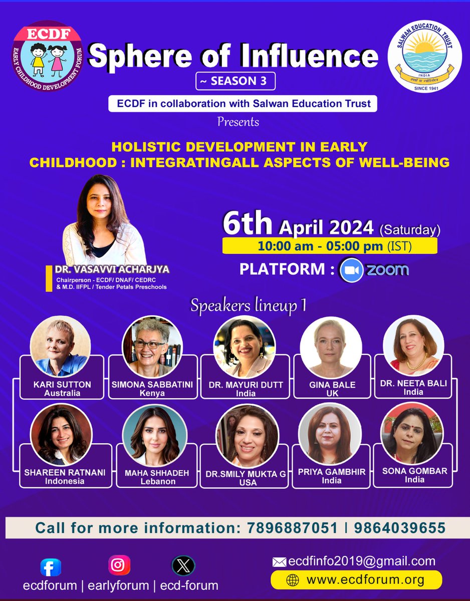 Excited to Announce: I'll Be Speaking at 'The Sphere of Influence Season 3: Holistic Development in #EarlyChildhood: Integrating All Aspects of Mental #WellBeing! #EarlyChildhoodDevelopment #AIinEducation #HolisticWellBeing #wellbeing #Mentalhealth #ECDF
