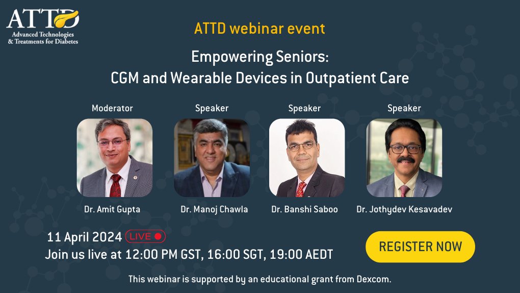 📝 Mark your calendars for an upcoming #ATTDWebinar, supported by an educational grant from #Dexcom. 🗓️ Date: 11 April 2024 ⏰ Time: 12:00 PM GST, 16:00 SGT, 19:00 AEDT Secure your spot here👉 bit.ly/3IR8Yvk See you there! #ATTD24 #Diabetes #CGM #UNLOKEducation