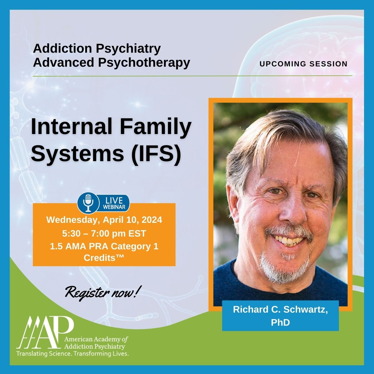 Join AAAP and presenter Richard C. Schwartz, PhD (@ifs_model) for this month’s Advanced Psychotherapy session, “Internal Family Systems (IFS),” on Wednesday, April 10, from 5:30-7:00 pm EST. Register: bit.ly/3POSEPD