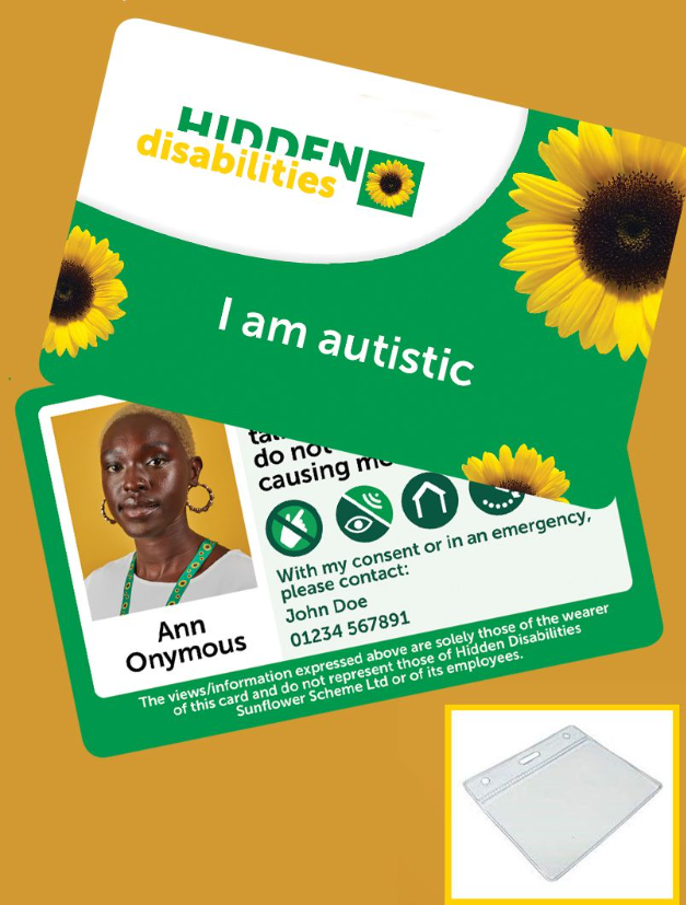 *Personalised Sunflower card* bit.ly/3Tfw97l ALT: 1. Photo of a green and yellow Sunflower card. Text reads: I am autistic. On the back of the card is a space for a photo, contact information and icons to indicate support required. #WorldAustimAcceptanceWeek #Autism