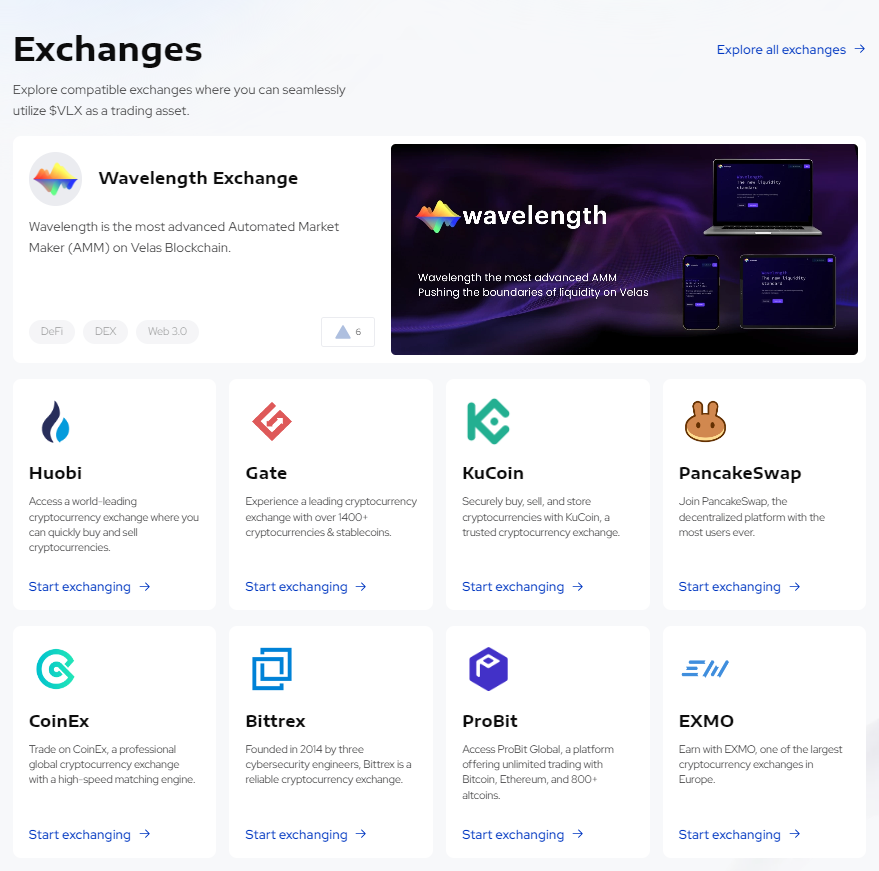 VLX_BlocksScan's tweet photo. Explore compatible exchanges where you can seamlessly utilize $VLX as a trading asset and Monitor transactions with ease on Velas - BlocksScan explorer: https://t.co/FEllrbrjyW

Check out the exchange list: https://t.co/9vYdaYnruP

#VLX #Velas #Crypto #BlocksScan @VelasBlockchain https://t.co/uWok9Z20yY